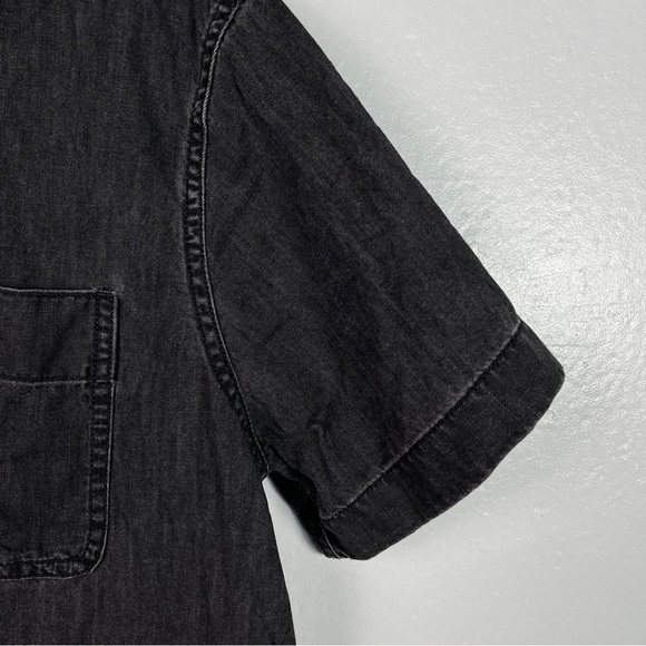 Madewell Denim Oversized Ex-Boyfriend Short-Sleeve Shirt Size Small Black - Picture 5 of 9